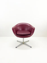 Afbeelding in Gallery-weergave laden, Vintage Bordeaux Gekleurde Draaifauteuil