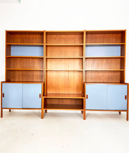 Zweedse Vintage Wandkast / Boekenkast (set van 3 kasten)